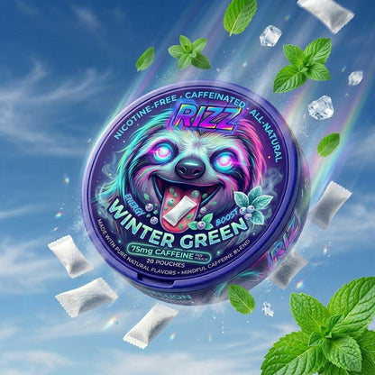 RIZZ - Nikotinmentes | Természetes energia | 75mg koffein | 200mg Oroszlánsörény gomba | Borsmentás