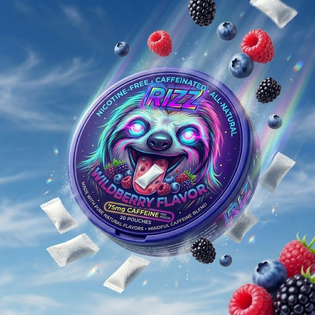 RIZZ - Nikotinmentes | Természetes energia | 75mg koffein | 200mg Oroszlánsörény gomba | Erdei gyümölcsös
